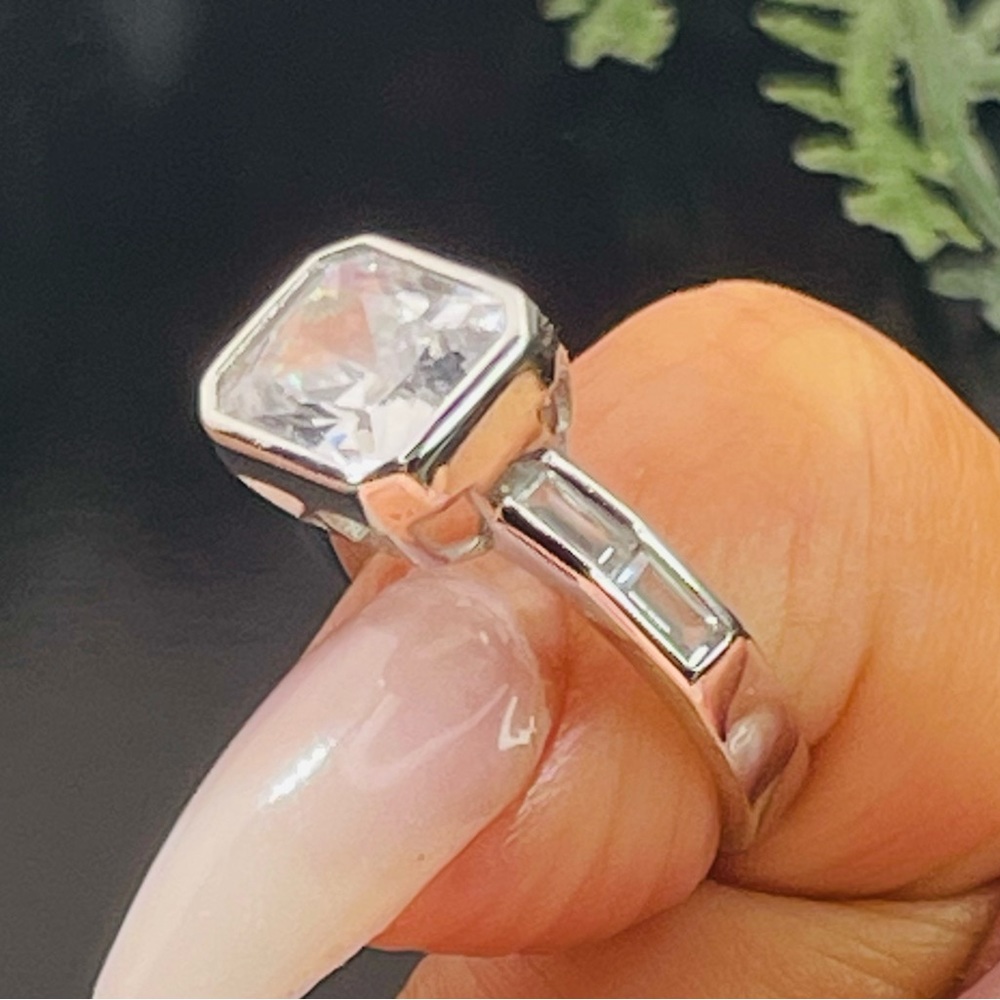 Silver 925 Beautiful Rectangle Style Ring Size 6,… - image 8